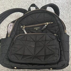 Vera Bradley Black Quilted Backpack with Gold Details